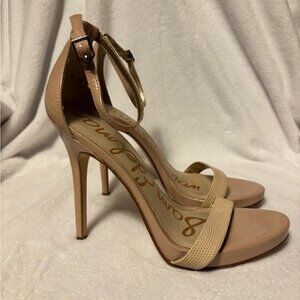 Sam Edelman Nude Croc Eleanor Ankle Strap Stiletto Sandals Women’s Size 9
